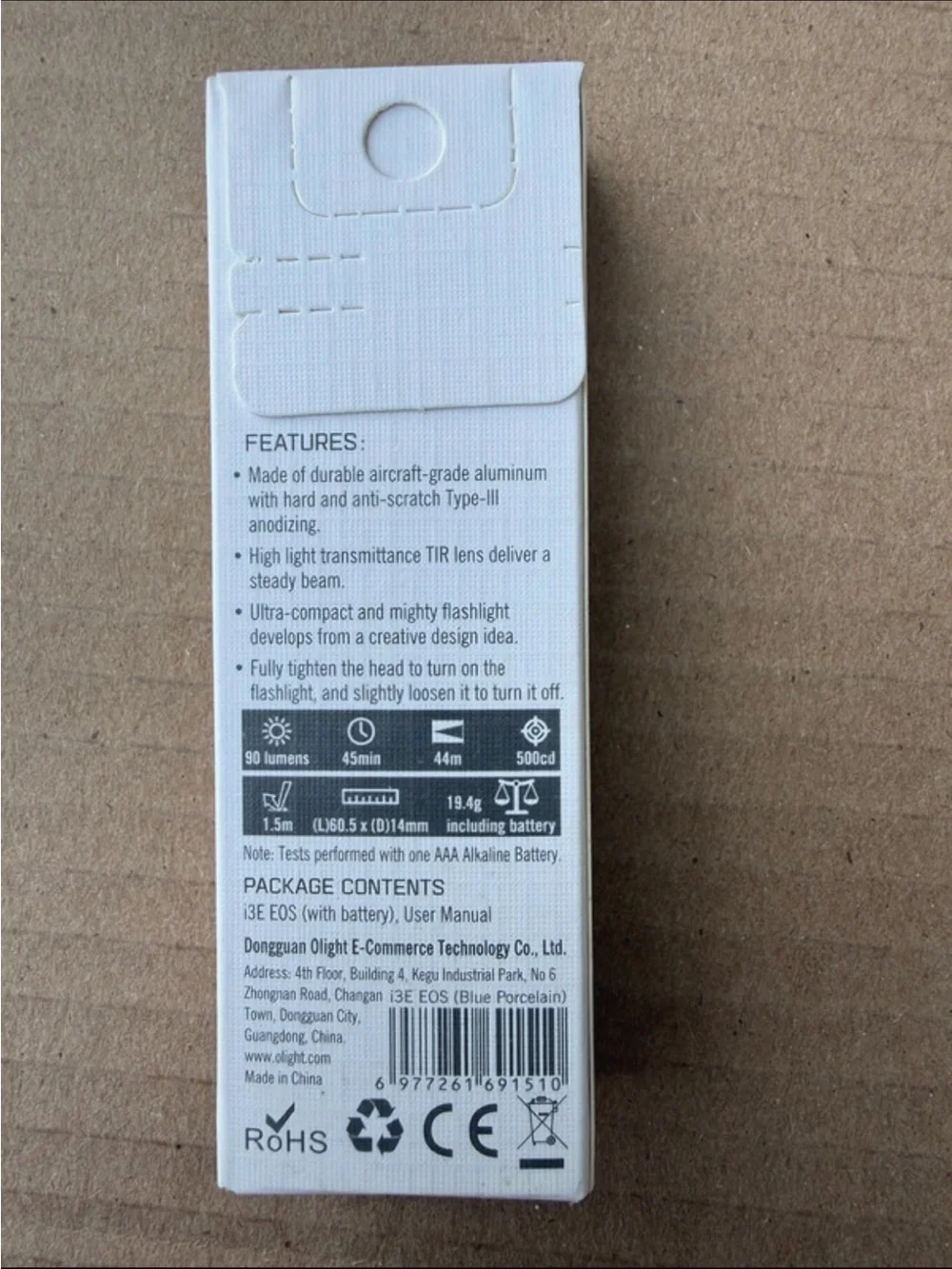 Olight i3E EOS Blue Keychain LED Flashlight by